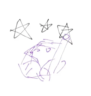 头脑风暴草图:星星与紫色涂鸦