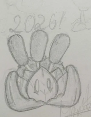 Paratranz 绘制的车前草铅笔画,写着 2026!