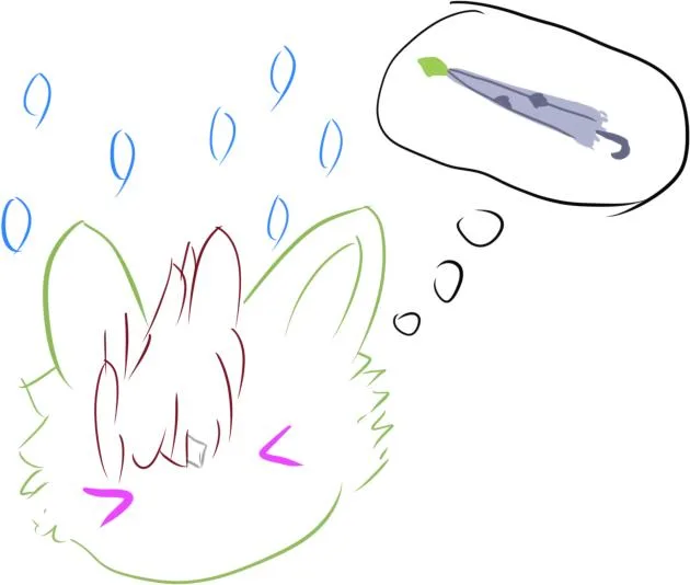 本期早报的封面涂鸦：淋雨后想着雨具的蓟狼